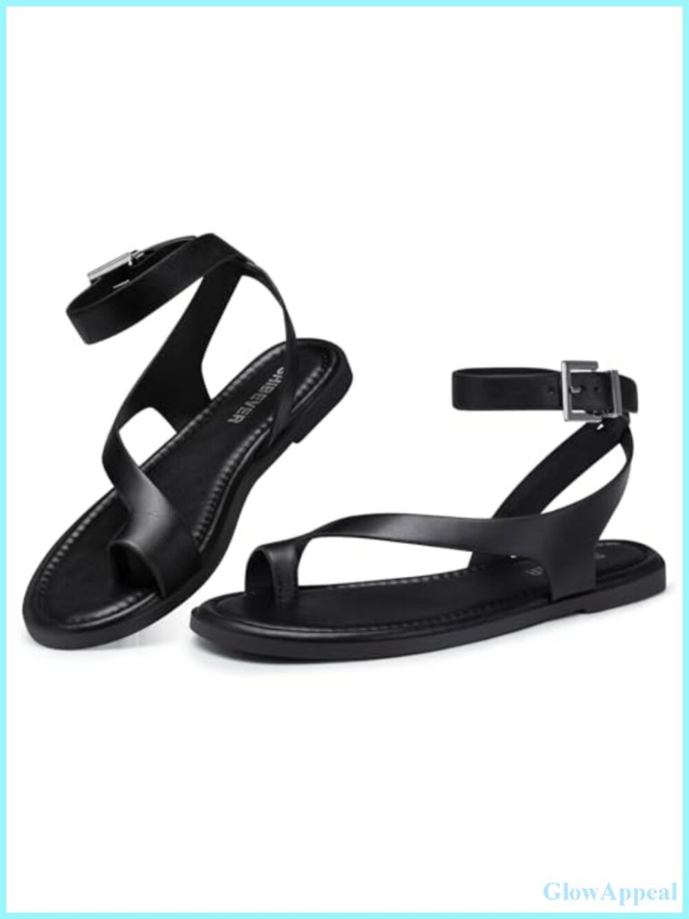 Women's Strappy Flat Sandals Comfortable Adjustable Ankle Strap Thong Dressy
